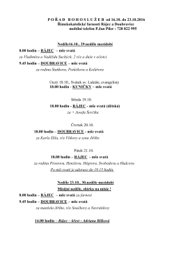 PO Ř ADBOHOSLU Ž EB od 16.10. do 23.10.2016 Ř&iacute;mskokatolick&eacute;