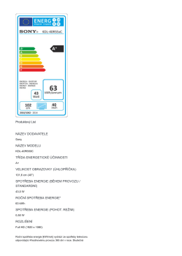 Informace o energii produktu KDL-40R550C | Sony CZ