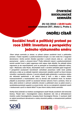 ONDŘEJ CÍSAŘ Sociální hnutí a politický protest po roce