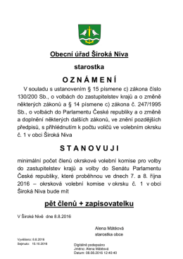 Stanoven&iacute; počtu členů OVK
