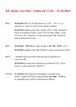 KF změny rozvrhu v týdnu od 17.10. – 22.10.2016