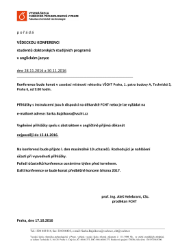 Vyhl&aacute;&scaron;en&iacute; - Fakulta chemick&eacute; technologie