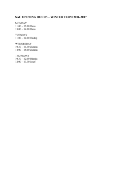 SAC OPENING HOURS - WINTER TERM 2012-2013