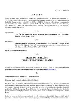 DRAŽEBNÍ VYHLÁŠKU PRO ELEKTRONICKOU DRAŽBU