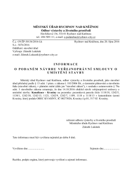 INFORMACE O PODANÉM NÁVRHU VEŘEJNOPRÁVNÍ SMLOUVY