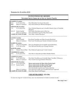 Feuillet du 15-16 octobre 2016 - Paroisses Notre-Dame-de-la
