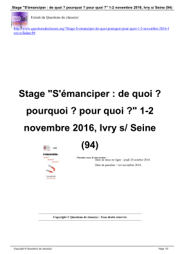 Stage "S`&eacute;manciper : de quoi ? pourquoi ? pour quoi ?" 1