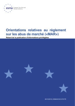 Orientations relatives au règlement sur les abus de - Esma