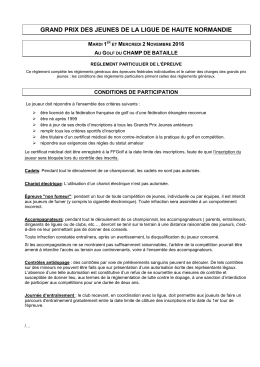 Modification du règlement particulier de cette épreuve