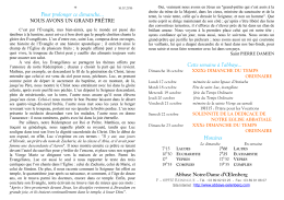 Pour prolonger ce dimanche… Horaires - Abbaye Notre