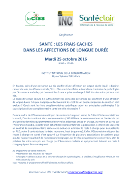 SANTÉ : LES FRAIS CACHES DANS LES AFFECTIONS DE