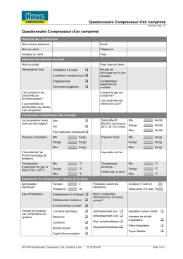 Questionnaire Compresseur d`air comprim&eacute; Questionnaire