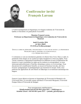 Conférencier invité François Lareau