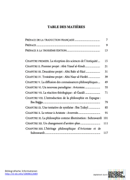 TABLE DES MATI&Egrave;RES