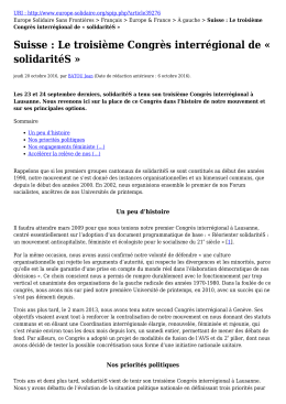 Suisse : Le troisi&egrave;me Congr&egrave;s interr&eacute;gional de &laquo; solidarit&eacute;S &raquo;