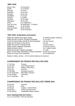 calendriers rallyes tous les championnats 2016