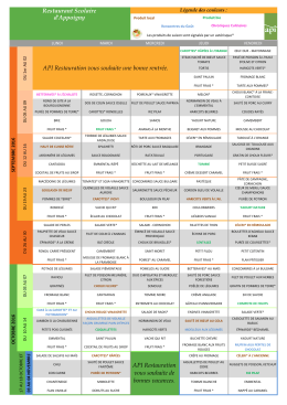 Menu de Septembre à Octobre 2016