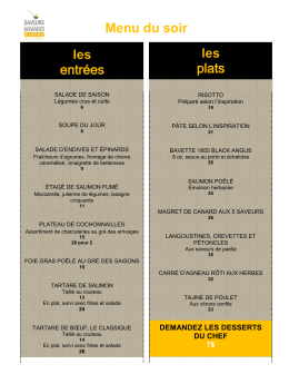 Menu du soir - Bistro Saveurs Nomades