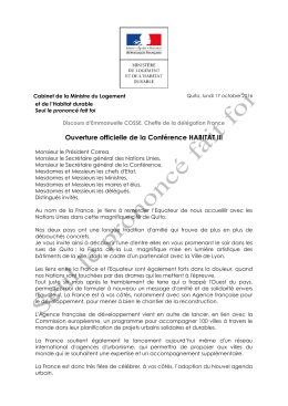 Ouverture officielle de la Conf&eacute;rence HABITAT III