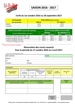 Tarifs abonnt courts couverts 2016-2017