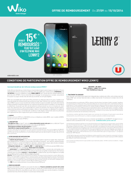 OFFRE DE REMBOURSEMENT Du 27/09 au 15/10