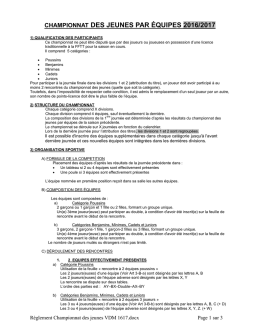 R&egrave;glement Champ. Des jeunes
