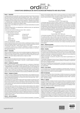 Conditions g&eacute;n&eacute;rales de vente et notice d`assurance (pdf
