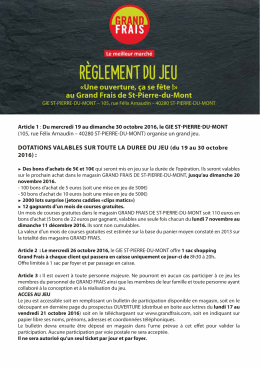 r&egrave;glement du jeu