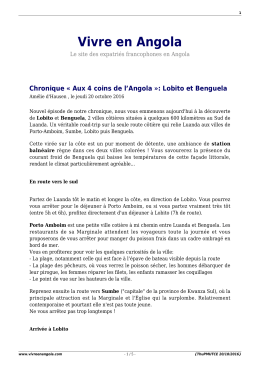 Voyage vers Lobito et Benguela