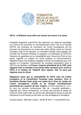 CETA : la Wallonie nous offre une chance de revenir à la raison