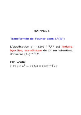 RAPPELS Transformée de Fourier dans L (R ) L`application f
