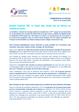 Barom&egrave;tre Energie-Info 2016 - M&eacute;diateur national de l`&eacute;nergie