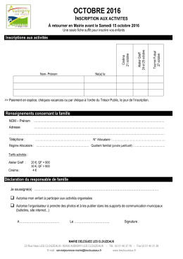 Feuille d`inscription - Mairie LES CLOUZEAUX