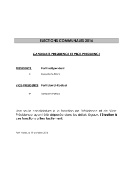 Elections communales 2016 - Présidence et Vice - Port