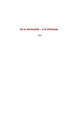 De la Verticalit&eacute; &ndash; &agrave; la Platitude