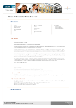 Licence Professionnelle Métiers de la Vente