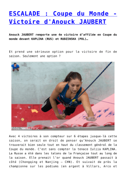 ESCALADE : Coupe du Monde - Victoire d`Anouck JAUBERT