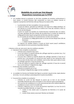 Modalit&eacute;s du scrutin par liste bloqu&eacute;e Dispositions transmises par la