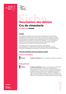 Valorisation des d&eacute;blais Cru de cimenterie