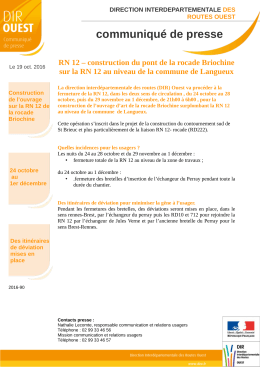communiqué de presse - Direction interdépartementale des routes