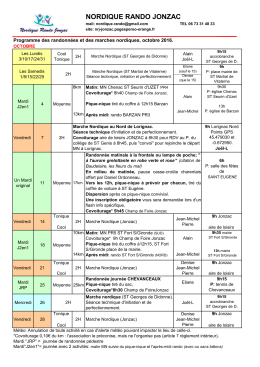 Programme - Nordique Rando Jonzac - Pagesperso