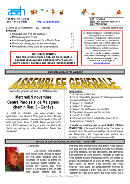Circulaire octobre 2016 - Association Suisse des Amis d`Ha&iuml;ti