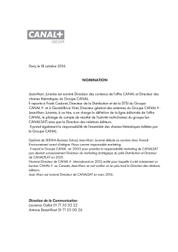 161018 Communiqu&eacute; Groupe CANAL