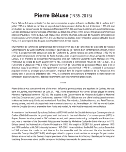 Pierre B&eacute;luse(1935-2015)