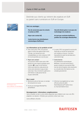 Fiche de produit - Carte V PAY en EUR