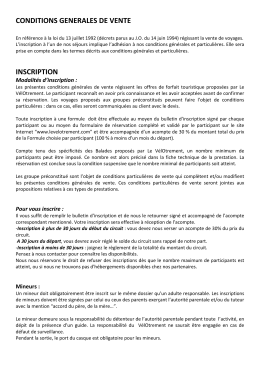 Conditions Générales de Vente