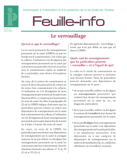 Feuille info Numéro 8 : Le verrouillage