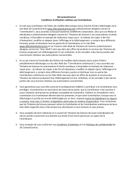 Conditions d`utilisation relatives aux Contributions