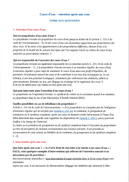 Page 1 Cours d`eau – entretien après une crue FOIRE AUX