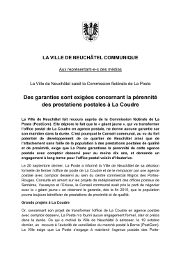 Comm La Poste-Exigences de garanties